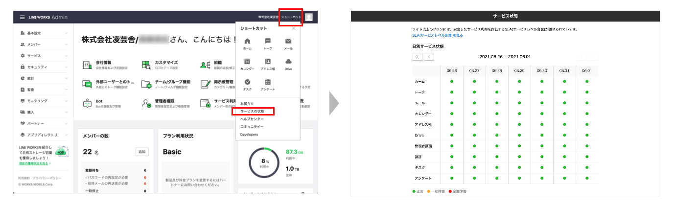 LINEWORKSが正常に稼働していないようです。障害が起きているかどうか 